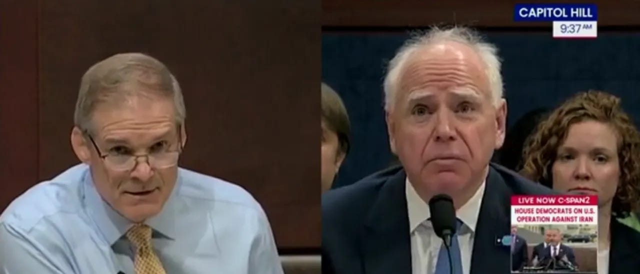 Jim Jordan Corners Tim Walz Over 'False' Claim About Restarting Payments To Fraud-Riddled Program Jim Jordan Corners Tim Walz Over 'False' Claim About Restarting Payments To Fraud-Riddled Program