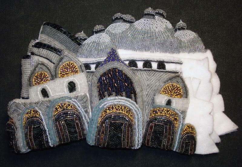 beaded beadwork Save Venice Italy St. Marks Square campanile erosion fiber art Basilica architecture bead embroidery blog relief painting beaded beadwork Save Venice Italy St. Marks Square campanile erosion fiber art Basilica architecture bead embroidery blog relief painting