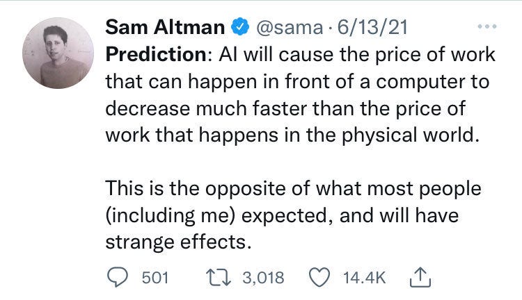Sam Altman 2021 AI Prediction (it came true) | SwipeFile Sam Altman 2021 AI Prediction (it came true) | SwipeFile