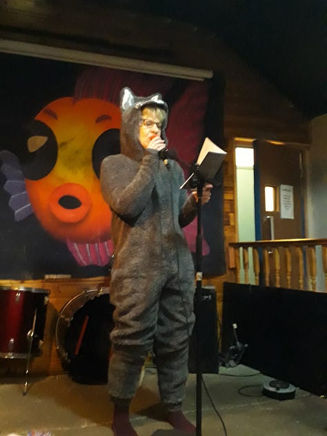 9 images from literary events in Medway. People reading from their books, people watching writers reading from their books. 