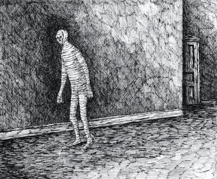 Edward Gorey - Mummy Illustration from "The West Wing"