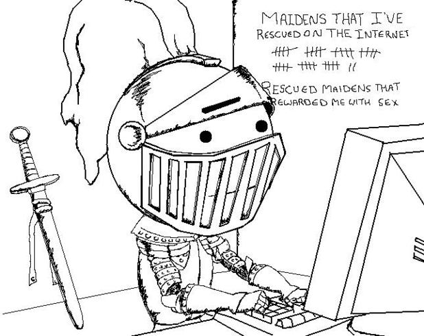 MAIDENS THAT IVE RescuED ON THE INTERNET ESCUED MAIDENS THAT EWAROED ME WITH SEX cartoon black and white text line art head human behavior drawing line