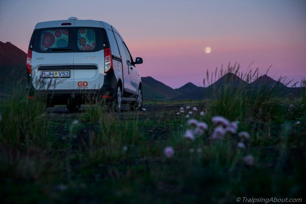 Camper van Iceland night shot Camper van Iceland night shot