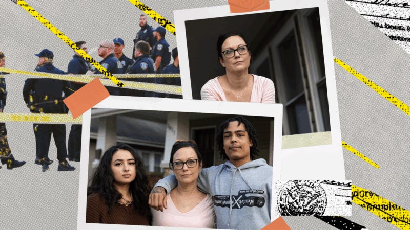 An illustration showing photos of Amy Hadley and her children | (Illustration: Adani Samat; Photo: Pat A. Robinson/ZUMAPRESS/Newscom