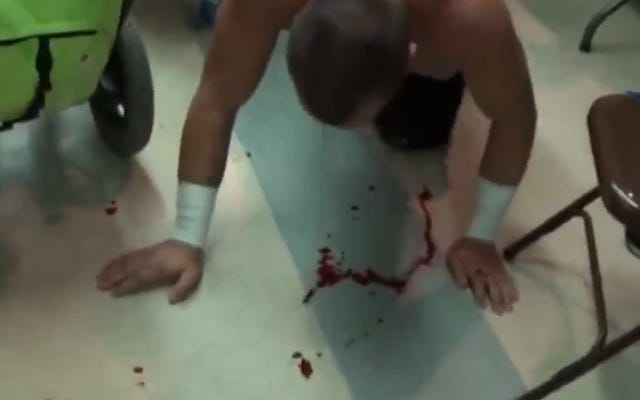 [Screenshot: Patricks creates abstract crimson art on the floor]