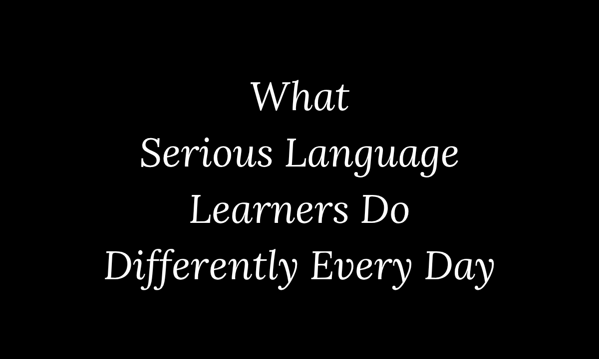 Serious language learner following a daily study routine with reading, listening, speaking, and vocabulary practice to improve English, Spanish, and Japanese fluency. Featured image for My Language Classes article on the daily habits of successful language learners.