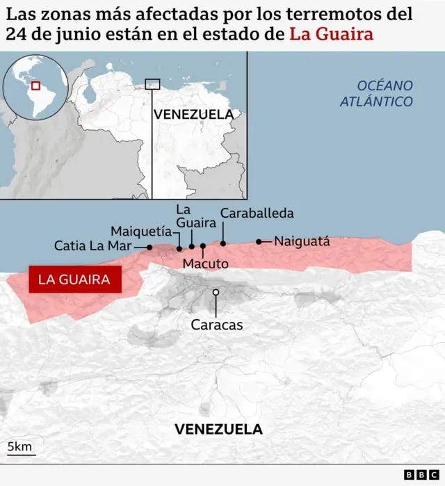 El mapa satelital que muestra la magnitud de la destrucción en La Guaira, la zona más afectada por los terremotos de Venezuela - BBC News Mundo