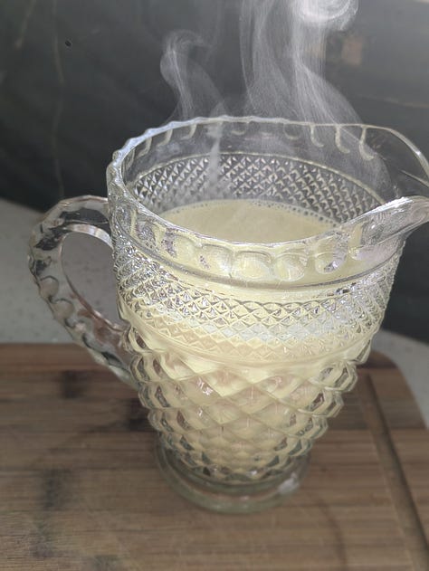 Steaming golden milk ready to drink.