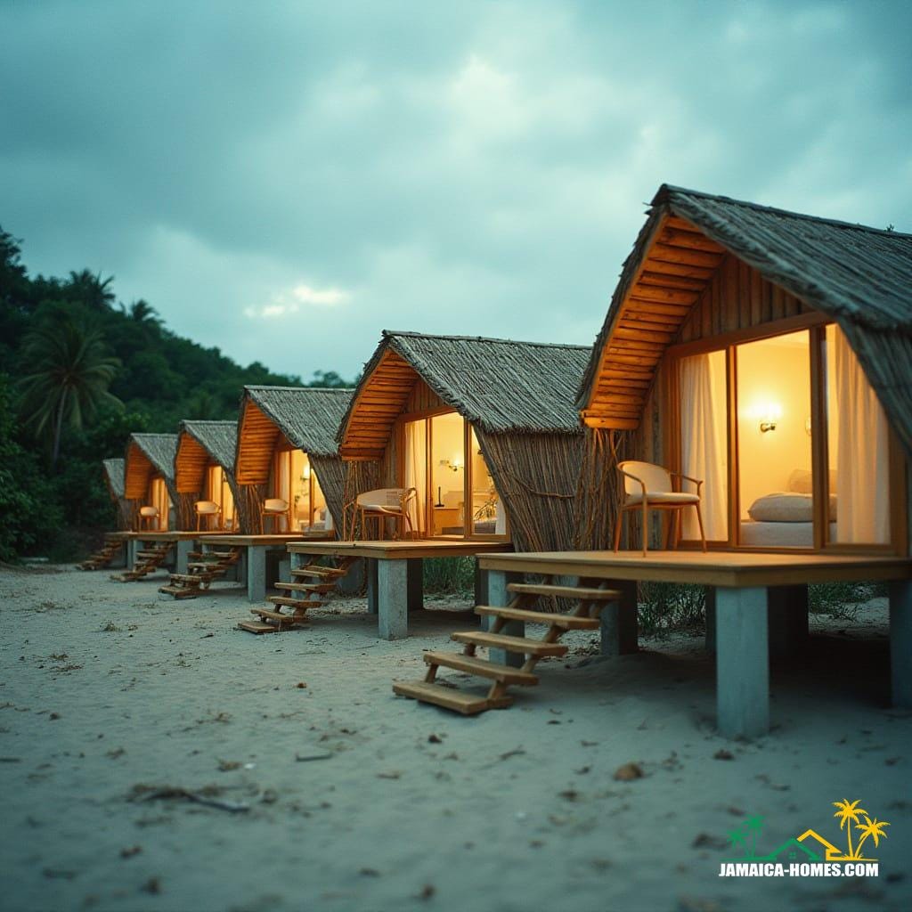 Bamboo home on beech in Jamaica