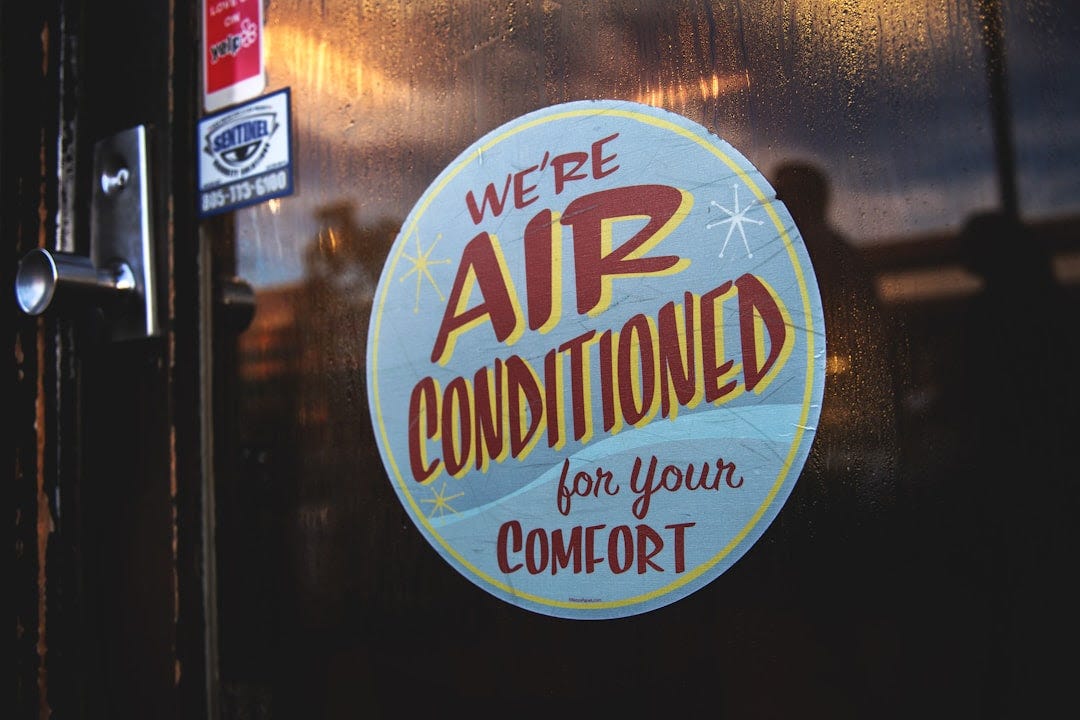 we're air conditioned for your comfort sticker we're air conditioned for your comfort sticker