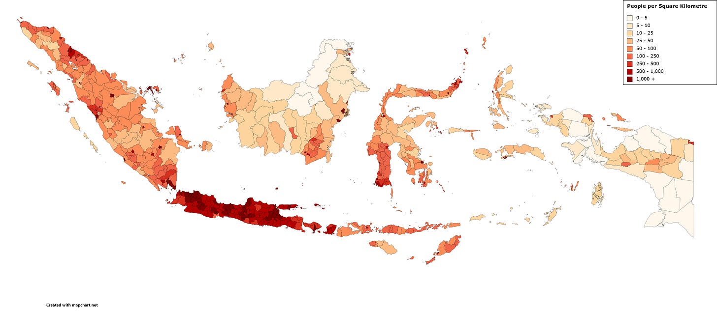 Mapchart.net, Population Density of Indonesia