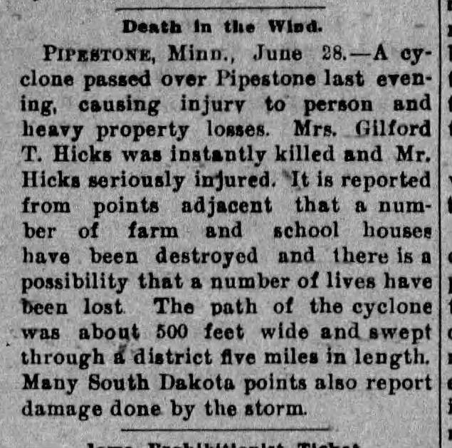 death in the wind pipestone minnesota newspaper clipping death in the wind pipestone minnesota newspaper clipping