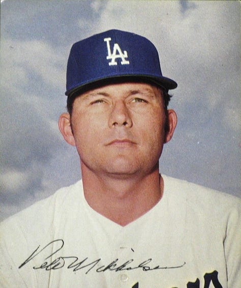 Headshots of Pete Mikkelsen, Mel Stottlemyre, and Bill Singer.