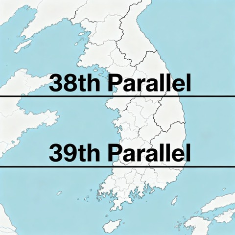 Overlay map of the Korean Peninsula showing the 38th and 39th parallels..jpeg
