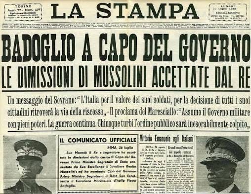 Potere - Il 25 Luglio del 1943, Mussolini si dimette. Molti dei suoi  gerarchi, i più fedeli, chiedono le sue dimissioni. Il capo del fascismo  viene arrestato e in seguito liberato dai