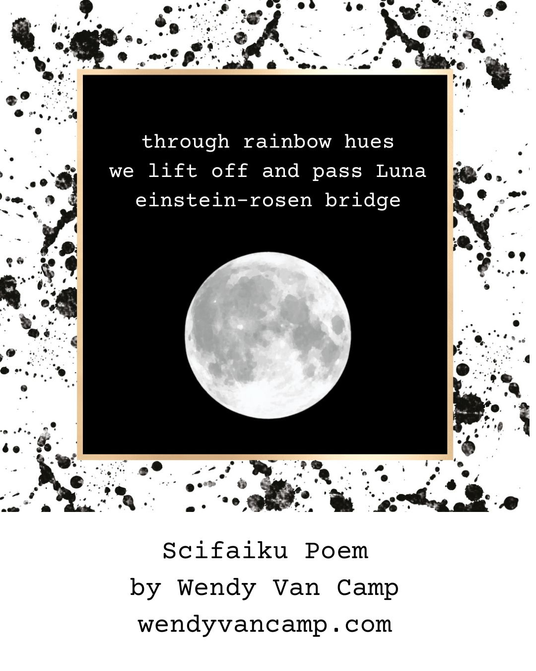 Image of Moon with scifaiku poem.