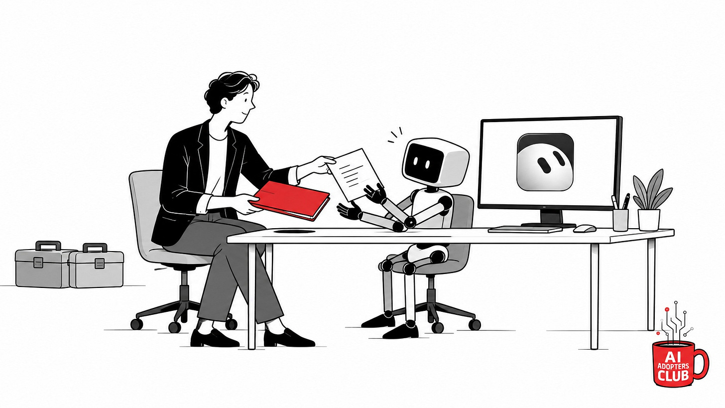 A business owner briefs one AI teammate on a focused job, beside a monitor showing the Grok Bot icon. A business owner briefs one AI teammate on a focused job, beside a monitor showing the Grok Bot icon.