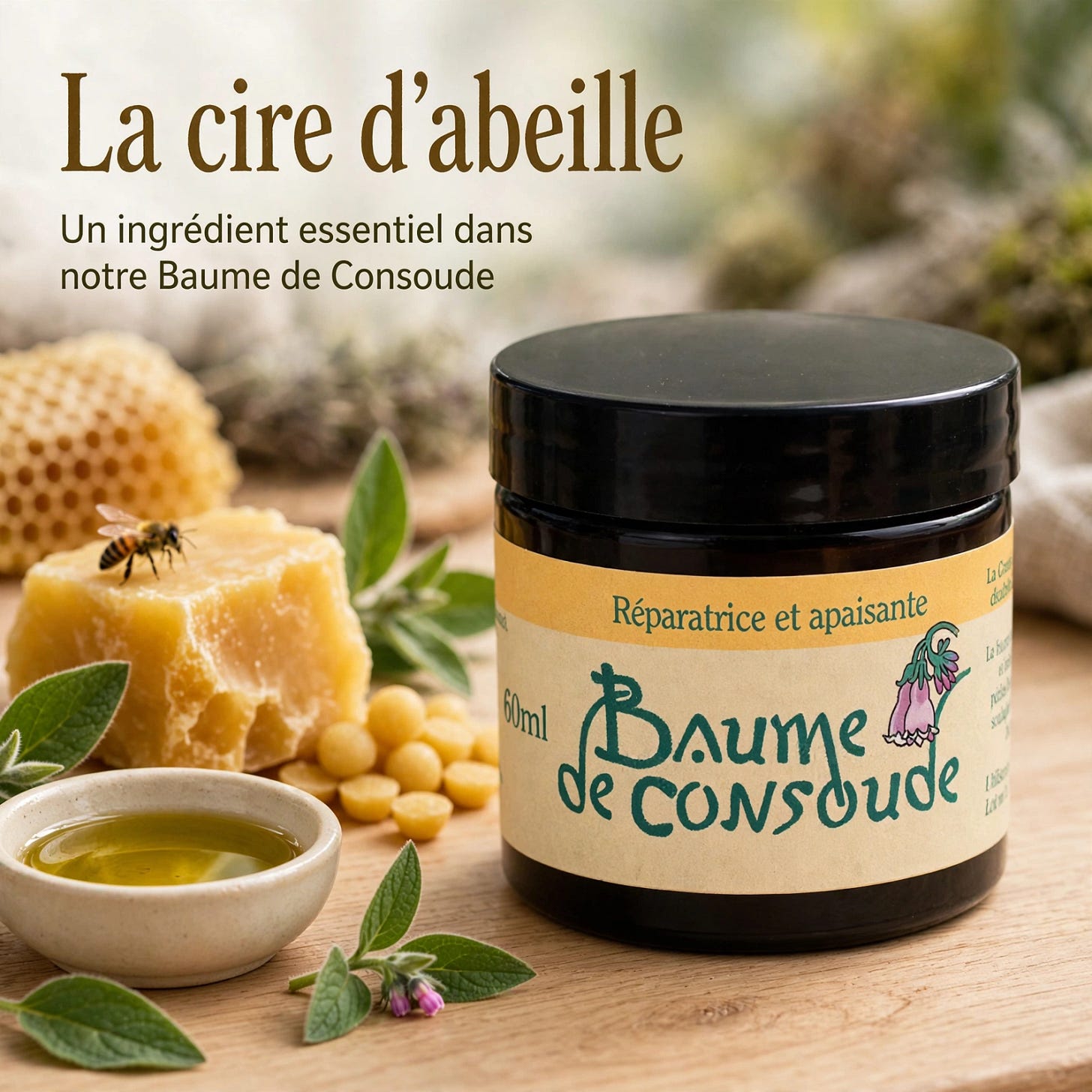 Cire d'abeille ingrédient du baume de consoude