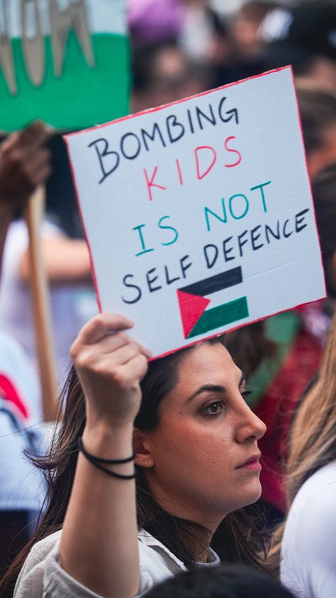 Selection of nine images taken at a Rally for Palestine on Kaurna Country