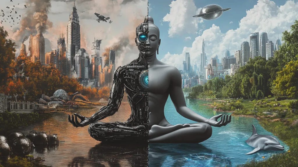 “Possible Technology Futures — visual meditation” by Kenan Azam, in collaboration with AI “Possible Technology Futures — visual meditation” by Kenan Azam, in collaboration with AI