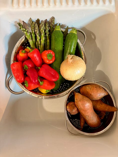 fresh produce organized in bowls and containers