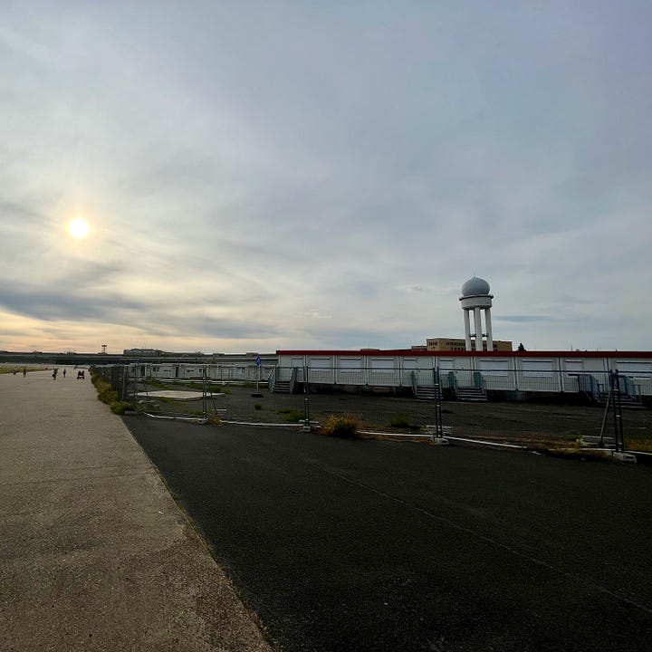 photographs of Tempelhof Airport park in the summer evening