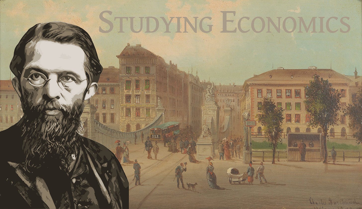 Carl Menger on top Vienna painting