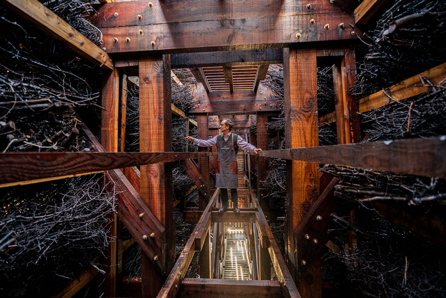 man standing Inside the salt tower