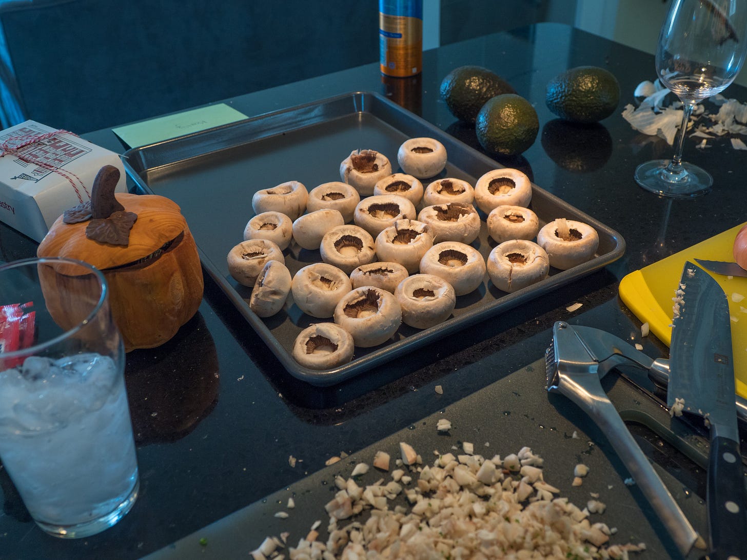 Mushroom caps ready for stuffing
