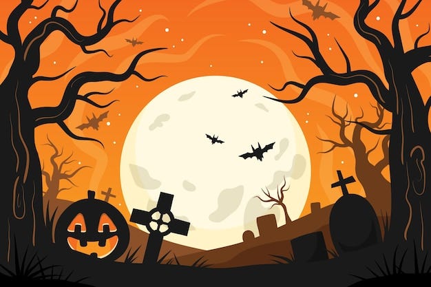 Free vector hand drawn flat halloween background