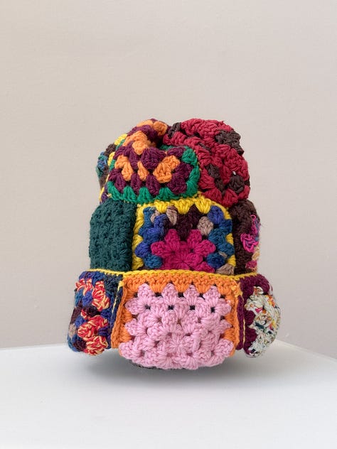 Multi color granny crochet patchwork beanie