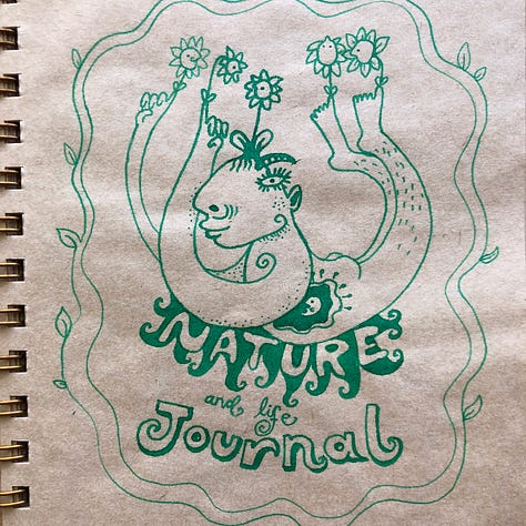 Whimsical nature journal pages with artwork, poetry and journaling.