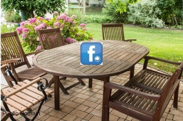 Circle of Friends, table and chairs with Facebook Logo