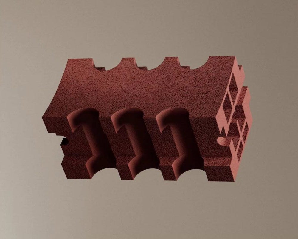 brick with jagged edges suspended in air brick with jagged edges suspended in air