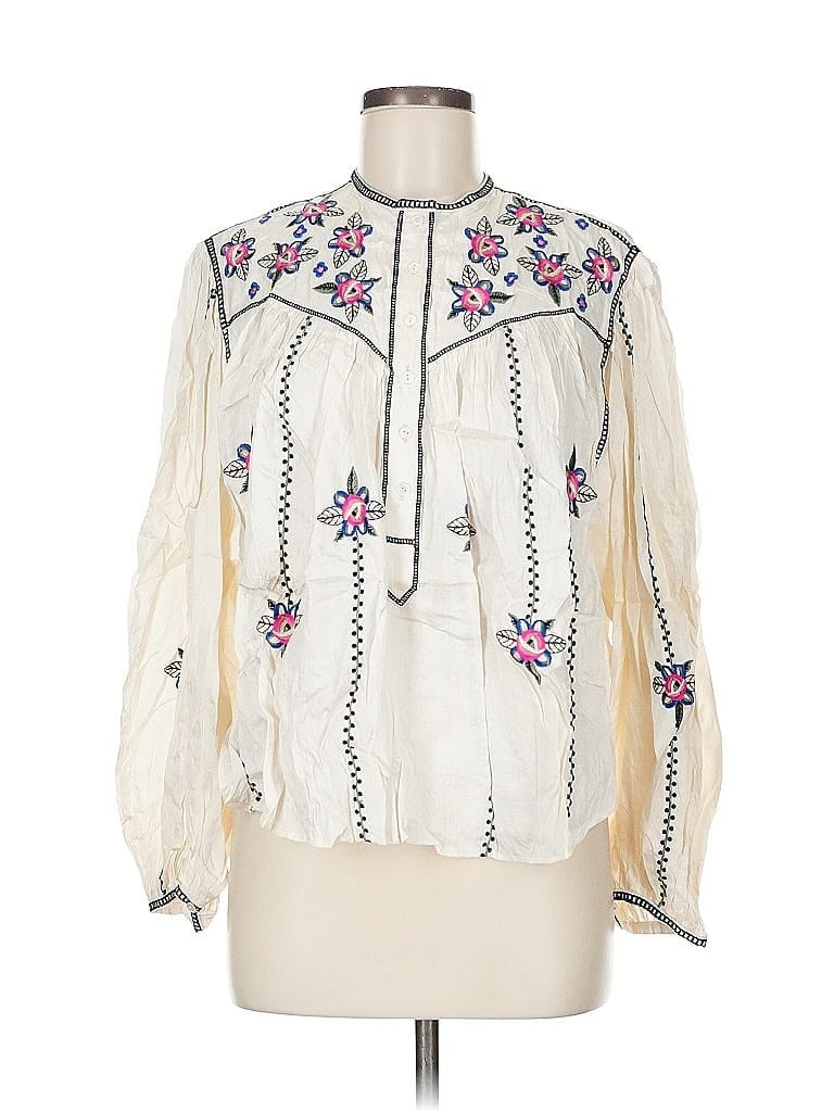 Isabel Marant 100% Silk Ivory 3/4 Sleeve Silk Top Size EU (FR) 38 / US 6 - photo 1