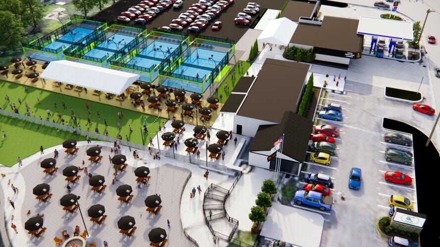 Rendering of soon-to-open Padel Club Newtown in Cincinnati, Ohio