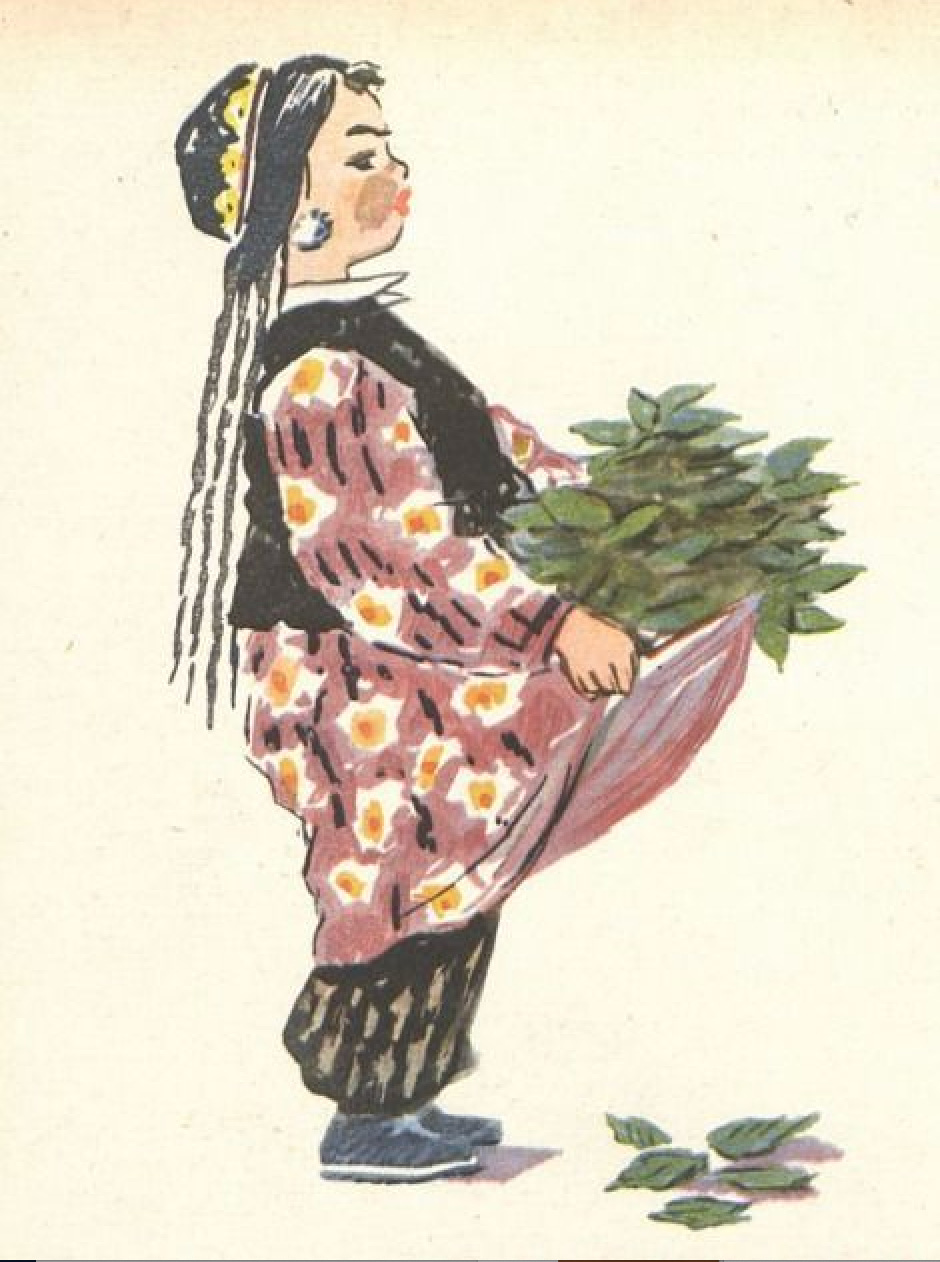 Uzbek girl. Illustration by V. Konstantinov. 1960