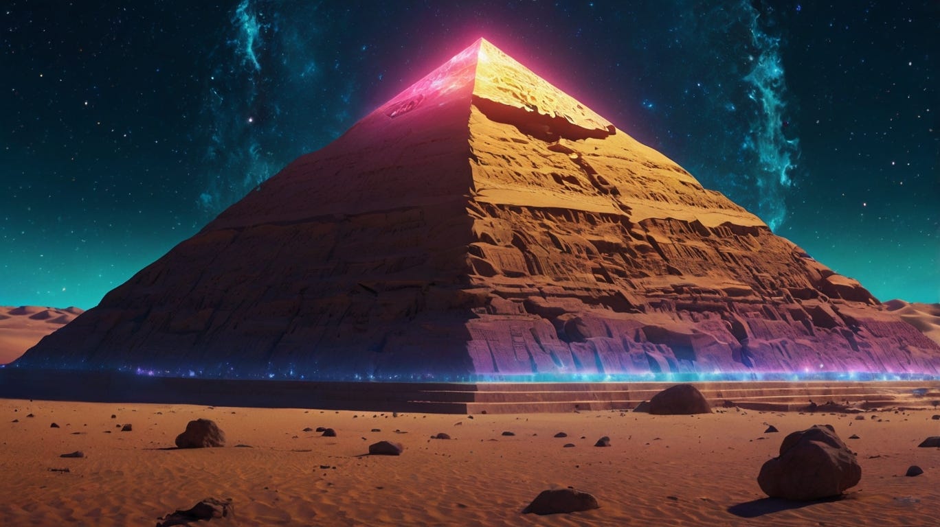 Neon plasma sphinx in a cosmic desert
