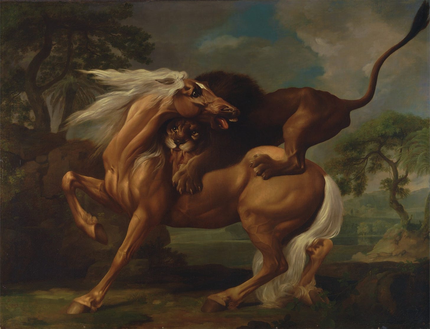 Stubbs Lion Attacking a Horse painting