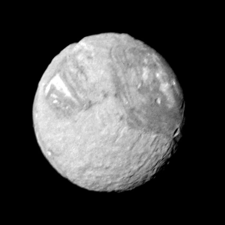 Uranian satellite Miranda, taken by Voyager 2, n.d. [ca. 1986] [NASA/JPL]