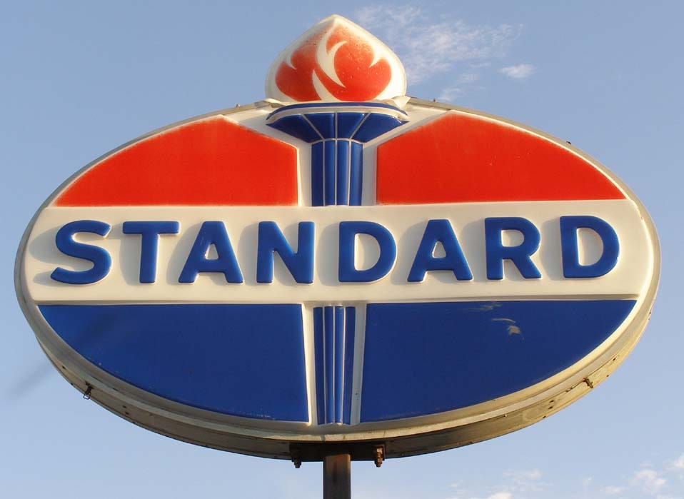 Standard Oil oval plastic torch sign face - Primarily Petroliana Shop Talk