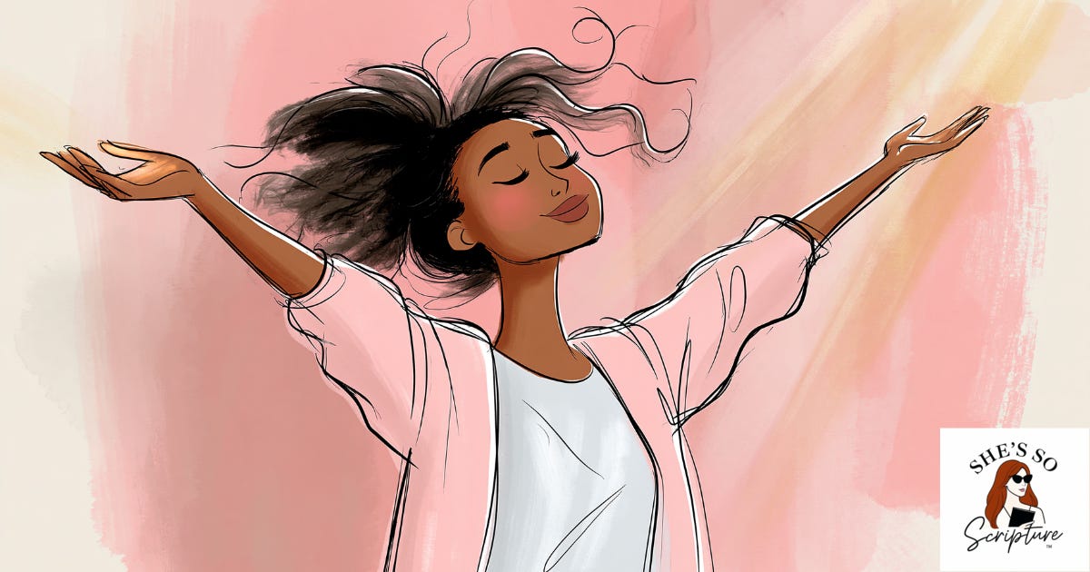 A whimsical ink and watercolor illustration of a woman with both hands open and extended outward, warm golden light streaming from her palms against a blush pink and cream background. A whimsical ink and watercolor illustration of a woman with both hands open and extended outward, warm golden light streaming from her palms against a blush pink and cream background.