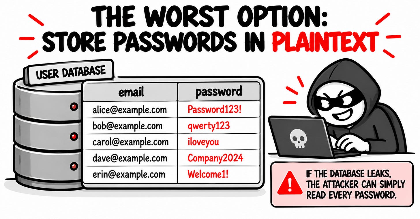 A database storing passwords in plaintext. A database storing passwords in plaintext.
