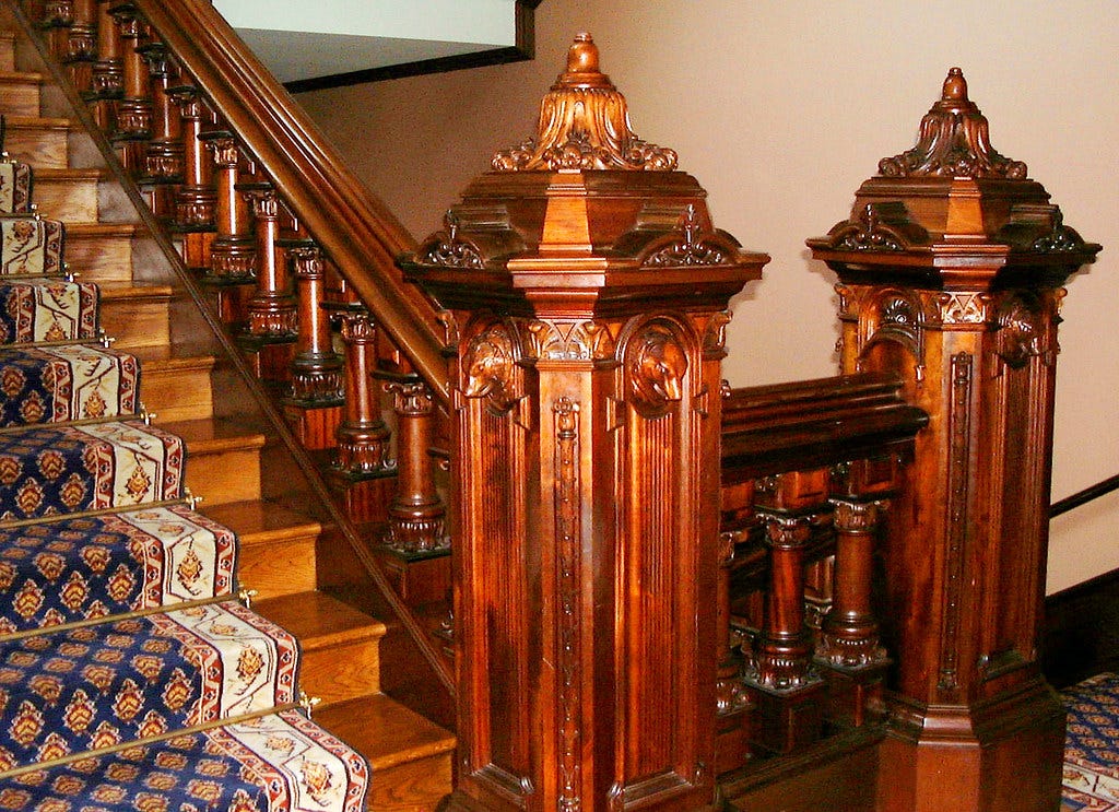 Image result for antique hand carved staircase