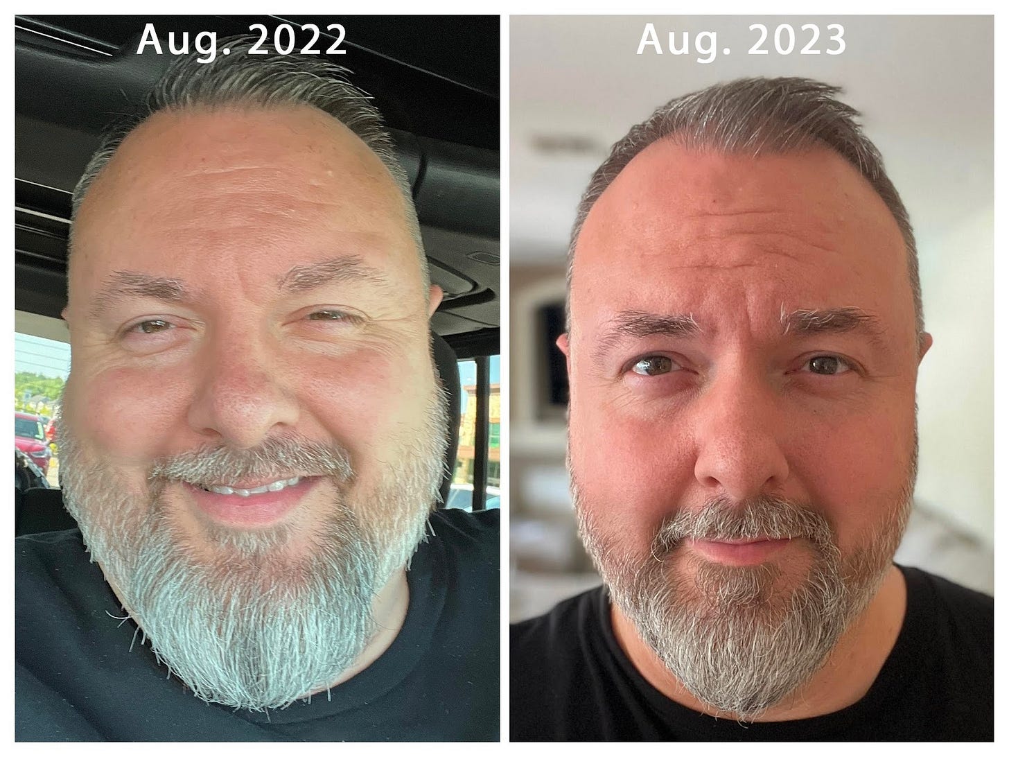 May be an image of 2 people, beard, people smiling and text that says 'Aug.2022 Aug. 2022 Aug. Aug.2023 2023'
