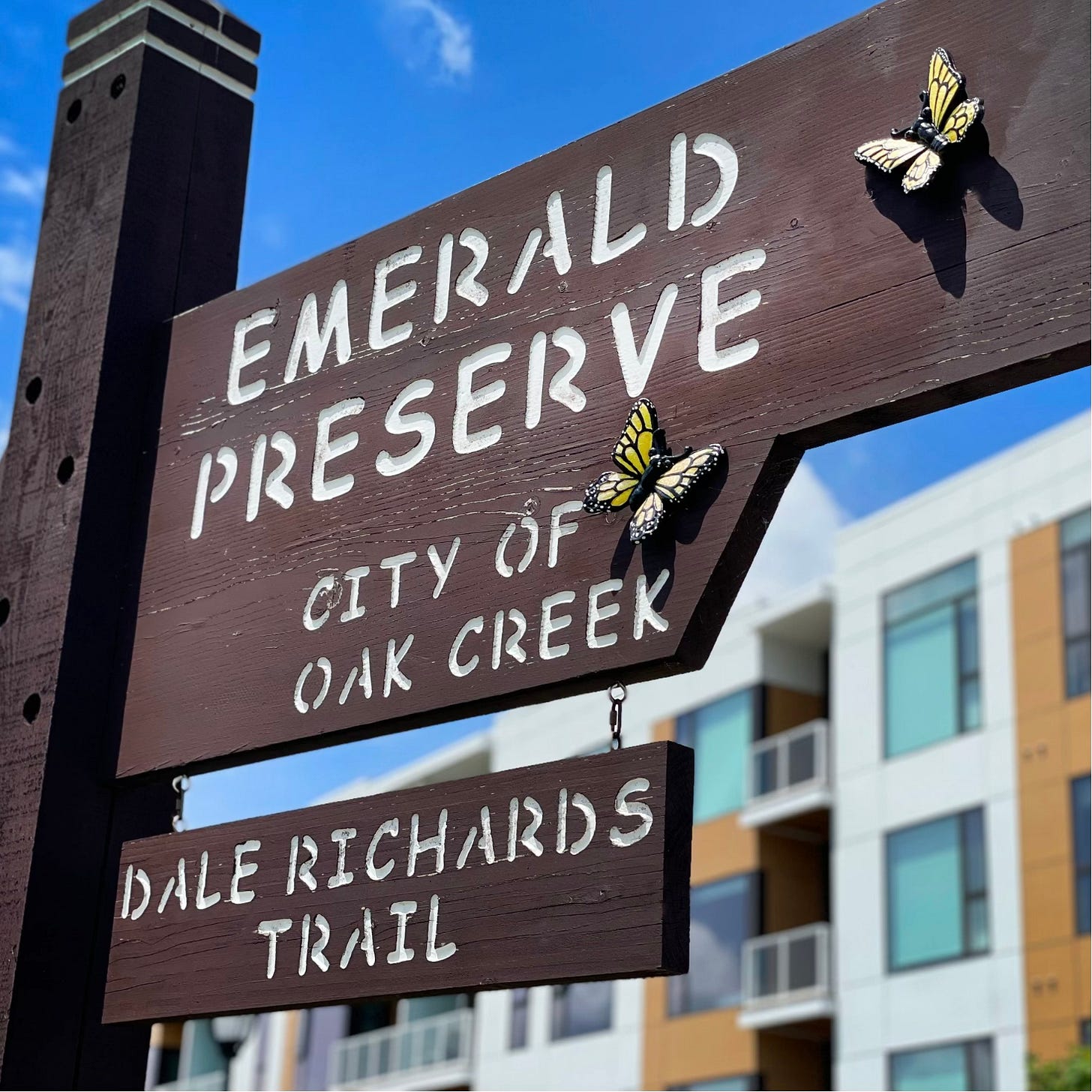 Park sign marking entry to trail