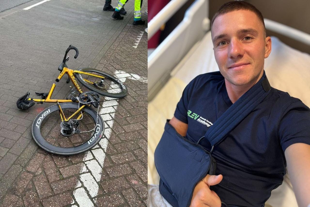 Remco Evenepoel taken to hospital after 'colliding with swinging door of  postal truck' while training | road.cc