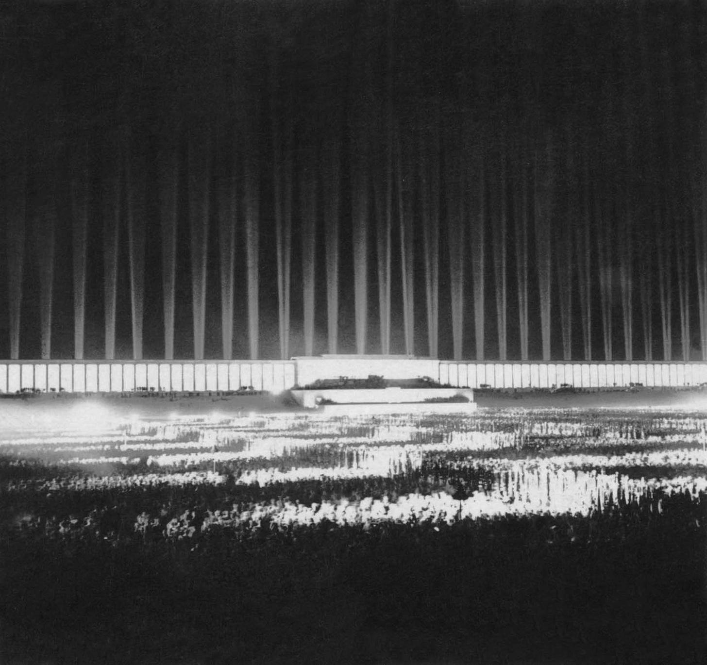 The awe-inspiring 'Cathedral of Light' effect, brilliant from within the design and on the outside, 1936. The awe-inspiring 'Cathedral of Light' effect, brilliant from within the design and on the outside, 1936.