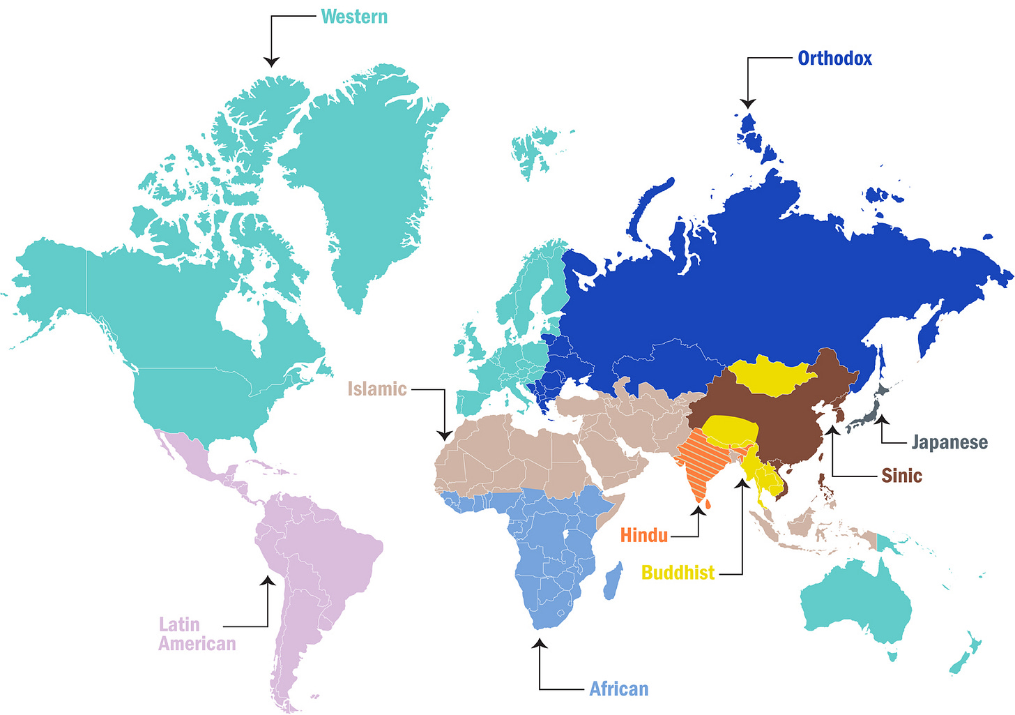 Samuel Huntington's Map of Civilizations : r/MapPorn