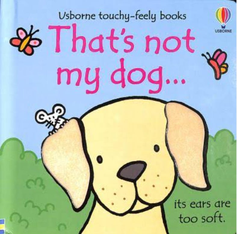 Image of the front cover from the Usbourne book "That's not my Dog"